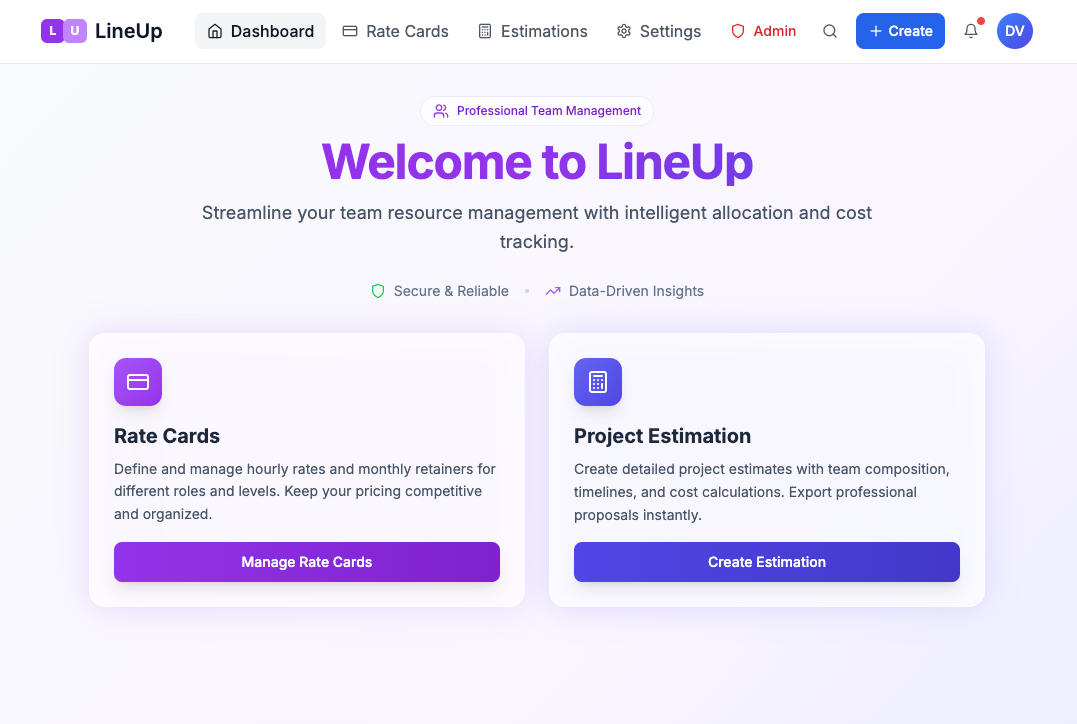 LineUp Dashboard